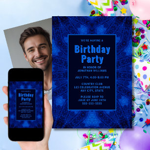 Foto de Convite de Aniversário Azul Exclusivo na P