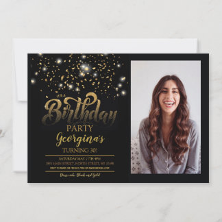 Foto de convite para Festa de aniversário Preta e 