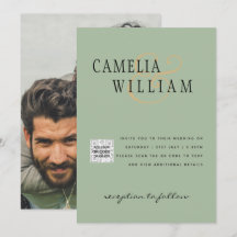 Foto de Convite QRCode RSVP Sage Green