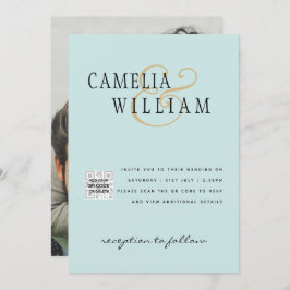 Foto de Convite QRCode RSVP SeaGlass Teal