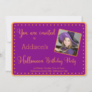 Foto de Convites de aniversário de Halloween roxas