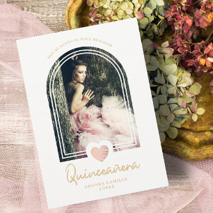 Foto de Coração Rosa Moderno Espanhol Quinceañera