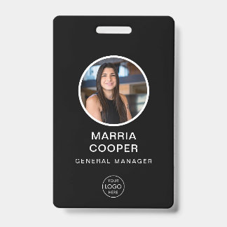 Foto de Crachá de Identificação Minimalista Preto