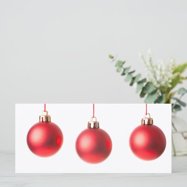 Foto de decoração de Red Christmas Balls com texto (Em pé/Frente)