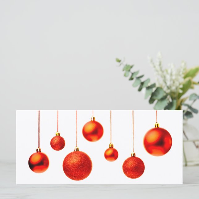 Foto de decoração de Red Christmas Balls com texto (Em pé/Frente)
