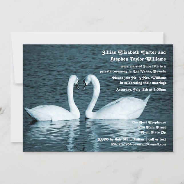 Foto de dois cisnes - Anúncio de casamento (Frente)