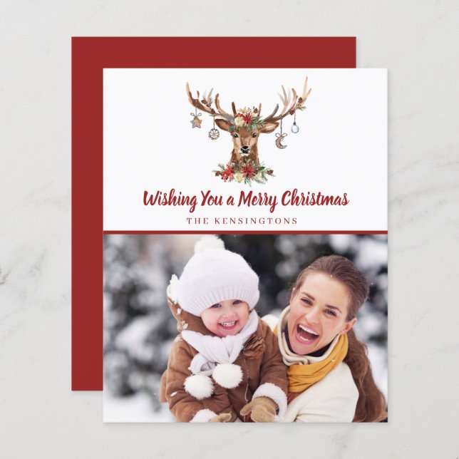 Foto de Feriado do Ornamento de Veados de Natal de (Frente/Verso)