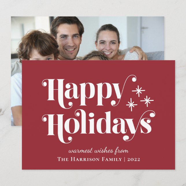 Foto de Feriados Felizes Vermelho (Frente/Verso)