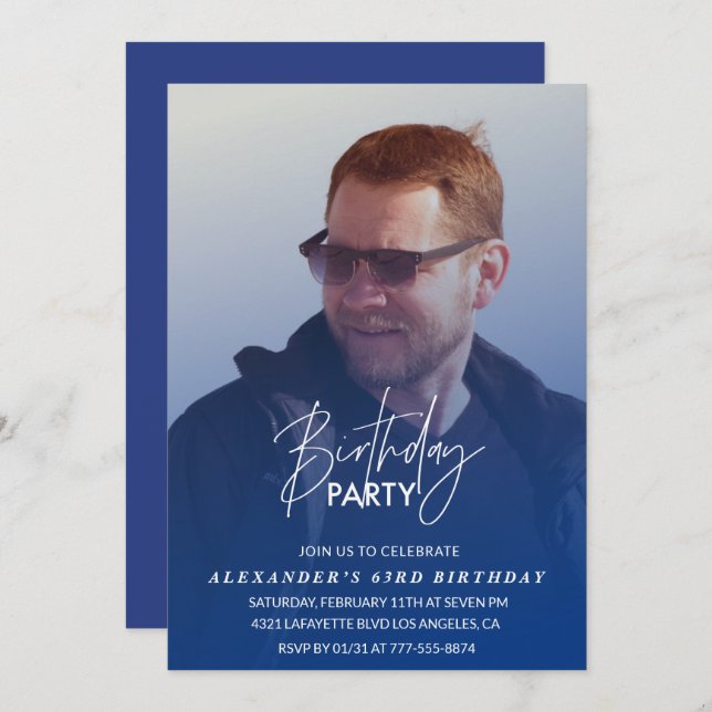 Foto de Festa de aniversário de convite para 63 an (Frente/Verso)