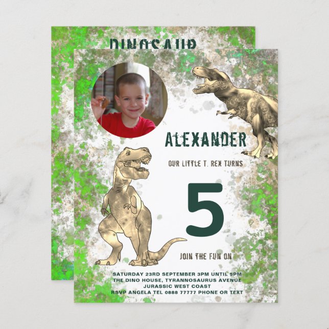 Foto de Festa de aniversário dos Dinossauros (Frente/Verso)