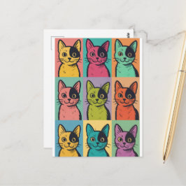 Foto de gato Pop Art Cartão postal moderno e retrô