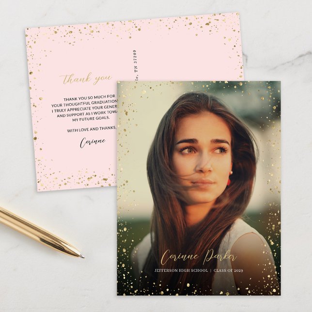 Foto de Graduação de Glitz Moderna Obrigado Cartão (Criador carregado)