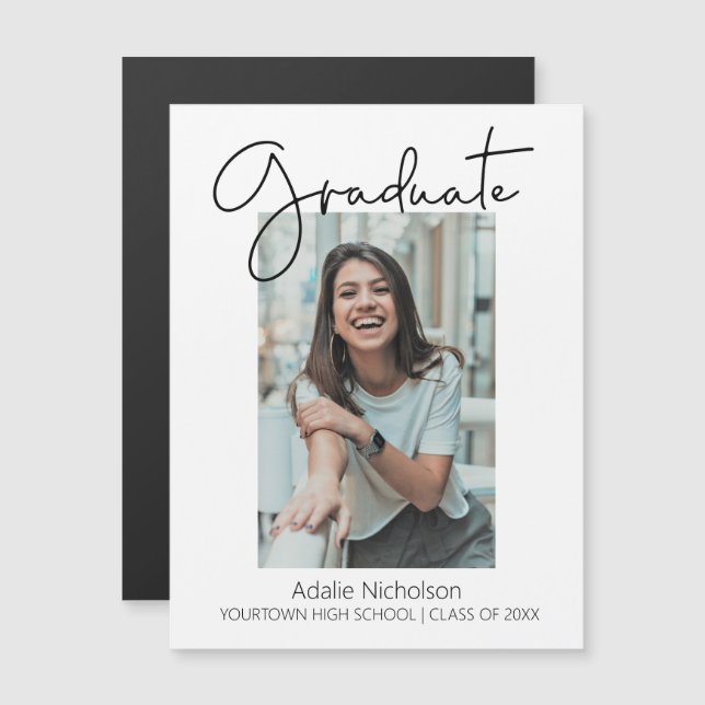 Foto de Graduação Mínima Moderna Branca (Frente/Verso)