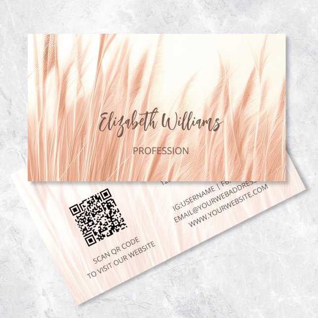 Foto de Grama das Pampas | Cartão de Visita com QR (Criador carregado)