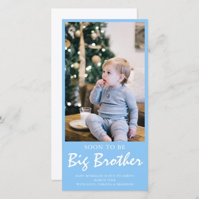 Foto de Gravidez Grande Irmão Anúncio Azul (Frente/Verso)