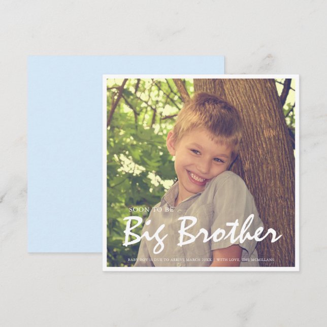 Foto de Gravidez Grande Irmão Anúncio Azul (Frente/Verso)