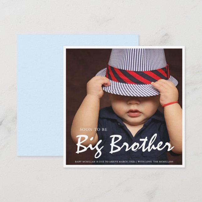 Foto de Gravidez Grande Irmão Anúncio Azul (Frente/Verso)