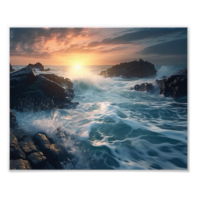 Foto de Impressão de Ondas do Oceano (Frente)