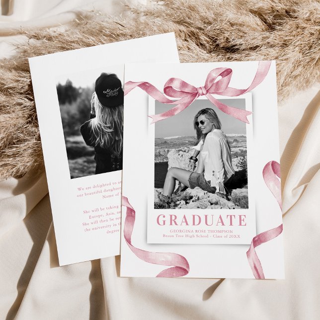 Foto de Laço Rosa Elegante Anúncio de Graduação (Criador carregado)
