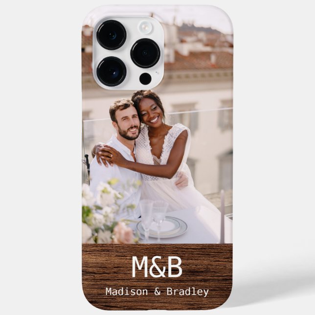 Foto de Monograma Casal Madeira Nome Personalizado (Verso)