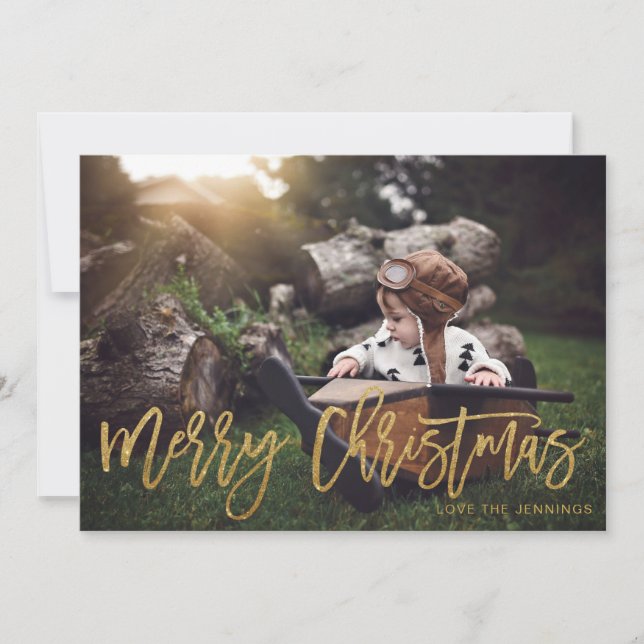Foto de Natal com Letrairo Dourado e Brilho (Frente)