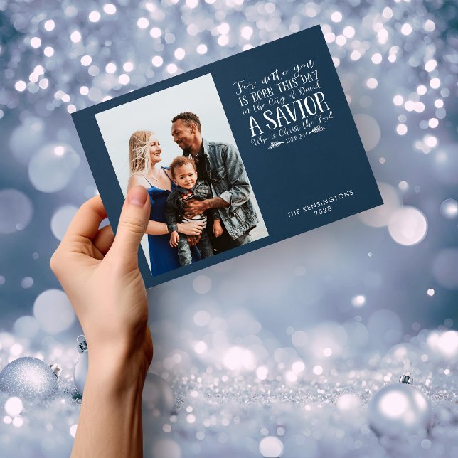 Foto de Natal cristão verso no orçamento (Budget Christian Christmas Verse Holiday Photo Christmas Card)