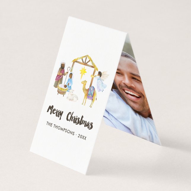 Foto de Natal da Natividade em Aquarela (Frente)