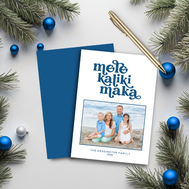 Foto de Natal da Retro Typografia Mele Kalikimaka (Retro Typography Mele Kalikimaka Christmas Photo Card)