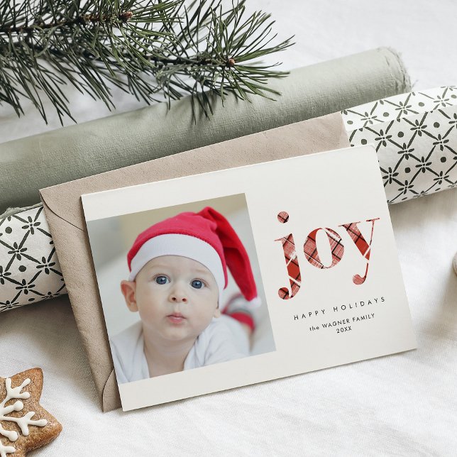 Foto de Natal de Joy Xadrez Vermelha Moderna (Criador carregado)