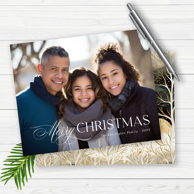 Foto de Natal de Tipografia Moderna de Orçamento (Budget Modern Typography Christmas Holiday Photo)