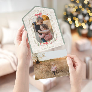 Foto de Natal Floral em Aquarela Clássica Elegante