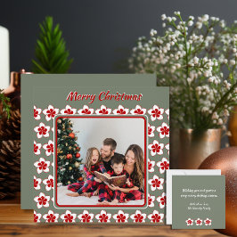 Foto de Natal Retro White e Flor Verde