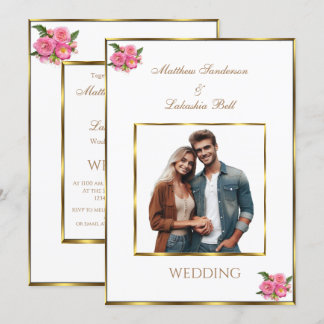 Foto de noiva Branca de Casamento Moderno Convite