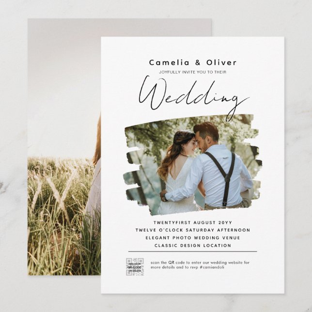 Foto de Orçamento Convite de Casamento QR Código R (Frente/Verso)