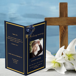 Foto de ouro azul, elegante programa funerário flo