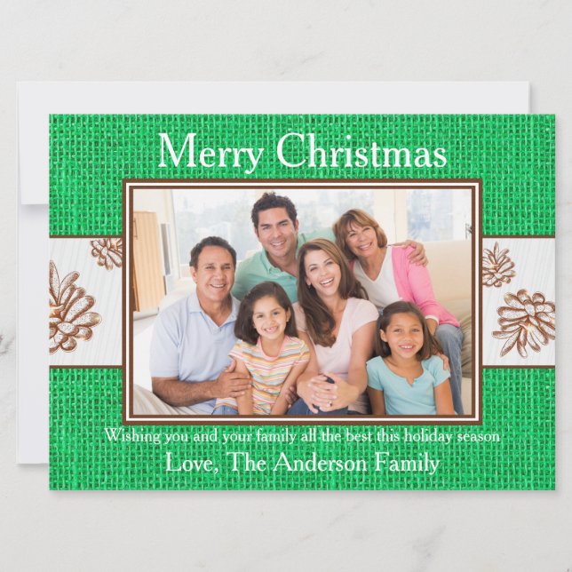 Foto de Pinecones de Burlap Verde - Cartão de Nata (Frente)