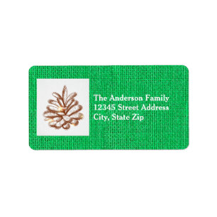 Foto de Pinecones de Burlap Verde - Etiqueta de En