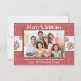 Foto de Pinecones Red Burlap - Cartão de Natal 3x5