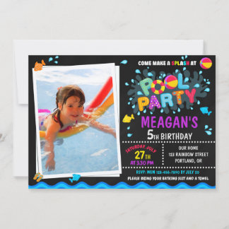 Foto de Piscina de aniversário de convite Rapariga