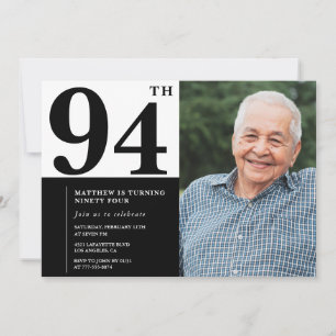 Foto de preto e branco 94.o Convite de aniversário