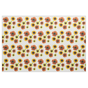 Foto de Tecido Floral Amarelo Laranja Girassóis