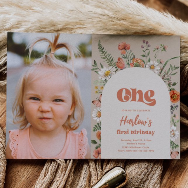 Foto de Wildflower Primeiro Convite de Aniversário (Criador carregado)