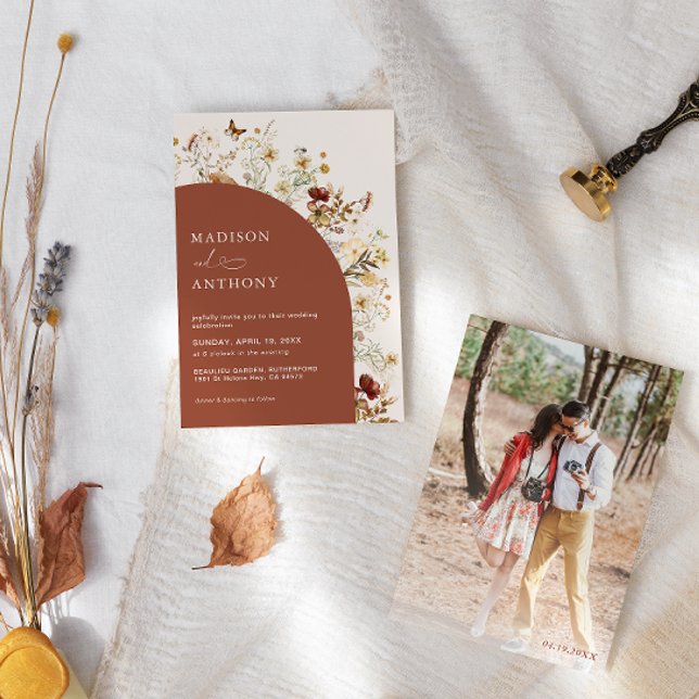 Foto de Wildflower Terracotta Convite para Casamen (Criador carregado)