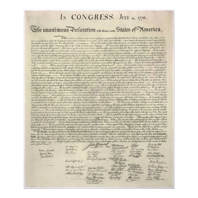 Foto Declaração de Independência dos EUA 1823 Facsimile (Frente)