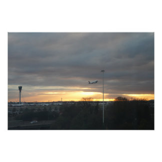 Foto Decolagem em Heathrow ao Pôr do Sol