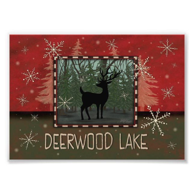Foto Deerwood Lake Inspirivity Rustic Trees Deer (Frente)