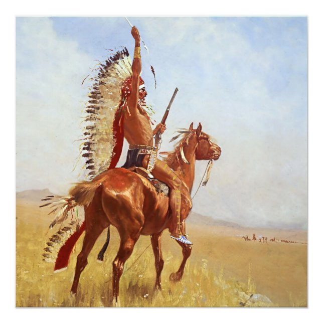 Foto "Defiance" Arte Ocidental de Frederic Remington (Frente)
