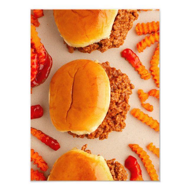 Foto Delicioso Sloppy Joe e Batatas Fritas (Frente)