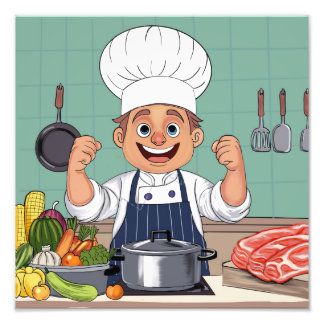 Foto Desenho à mão de chef cartoon procreate