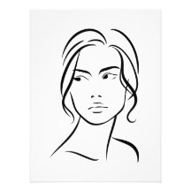 Desenho da face de uma mulher de linha 4